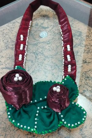 Brown and Green Handmade Fabric Necklace