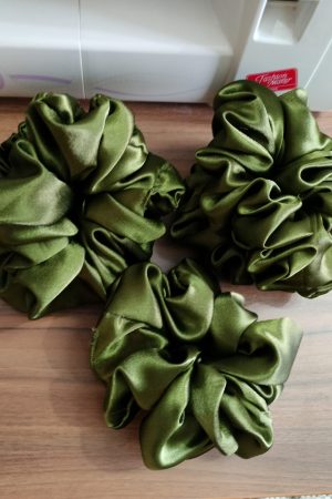 Classic Green Printed Satin Scrunchie - XL