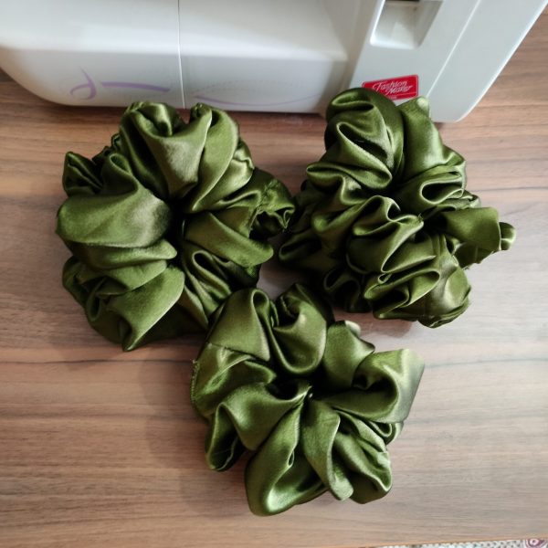 Classic Green Printed Satin Scrunchie - XL