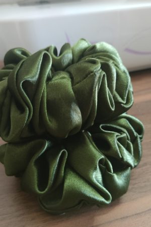 Satin Small Green Scrunchie