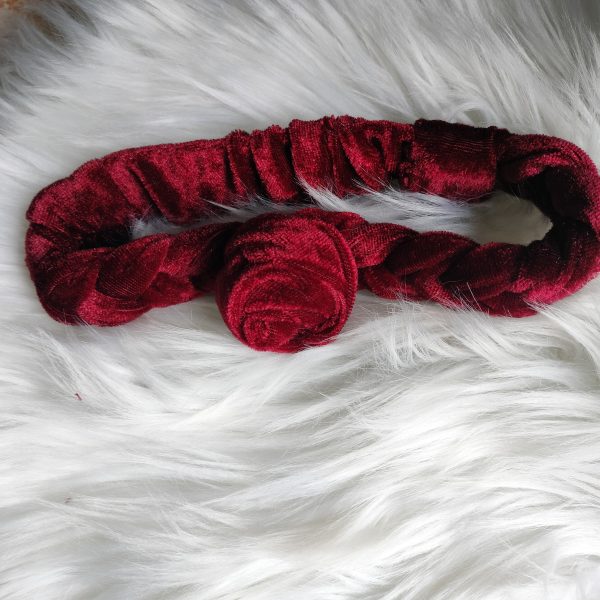 Maroon Velvet Fabric Hair Band - Image 2