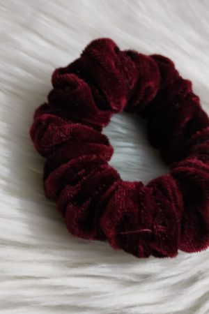 Small Size Velvet Maroon Scrunchie