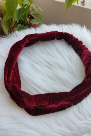Velvet Fabric Knot Maroon Hairband