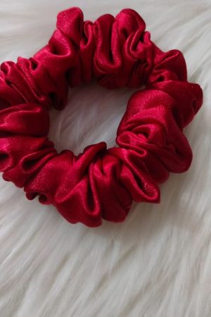 Satin Small Maroon Scrunchie