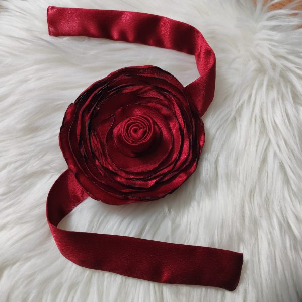 Handcrafted Satin Fabric Rose Floral Choker - Image 2