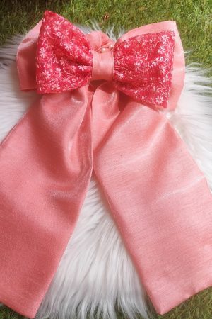 Handcrafted Organza Fabric Bow Tie - Pink