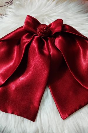 Handmade Satin Fabric Bow Tie 3 Layer - Maroon