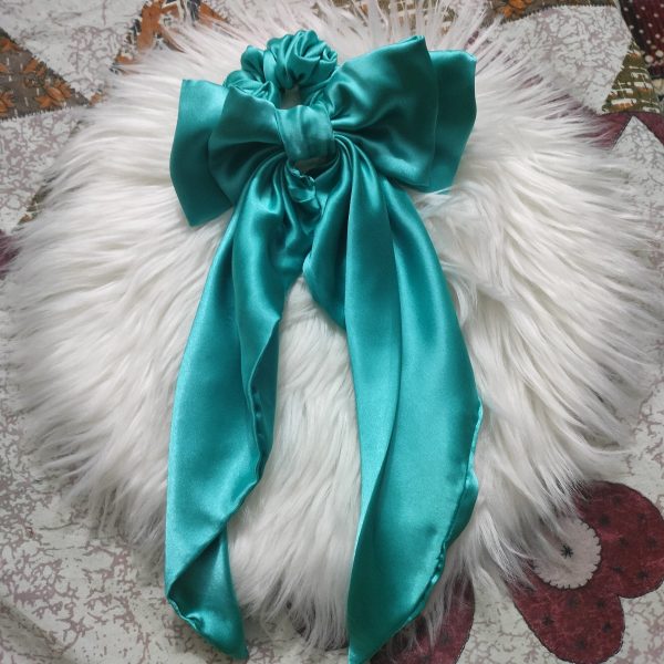 Handcrafted Aquamarine Satin Fabric Bow Tie - Image 3