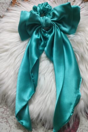 Handcrafted Aquamarine Satin Fabric Bow Tie