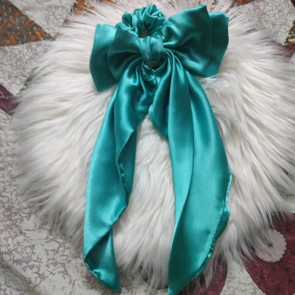 Handcrafted Aquamarine Satin Fabric Bow Tie