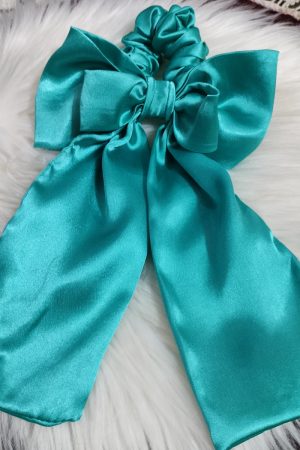 Handcrafted Aquamarine Satin Fabric Bow Tie - Style 2