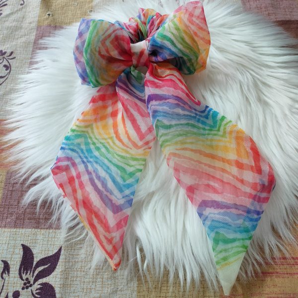 Handmade Floral Printed Organza Fabric Bow Tie - Multicolour - Image 3