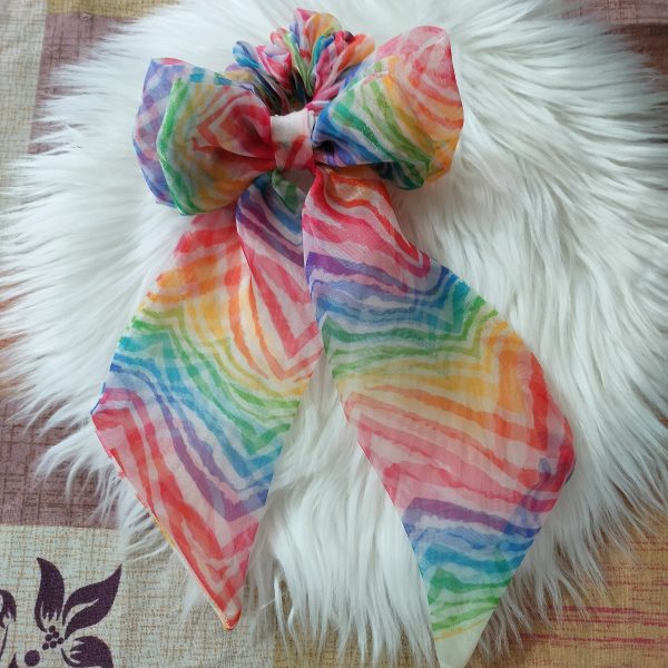 Handmade Floral Printed Organza Fabric Bow Tie - Multicolour